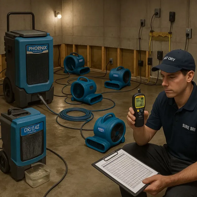 Structural Drying and Dehumidification process in Dickinson, ND